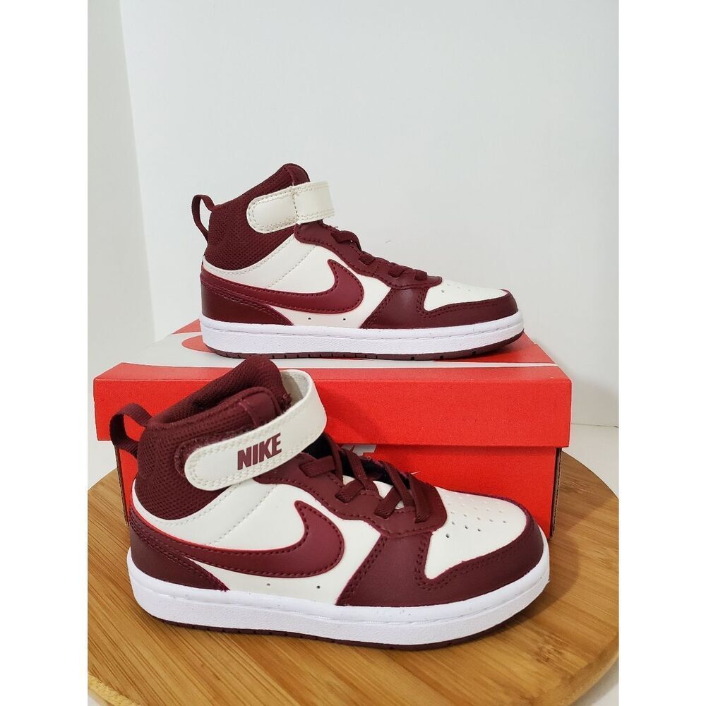 Nike Court Borough Mid 2 PSV Kids Sneakers Size 11 White Dark Red NIB